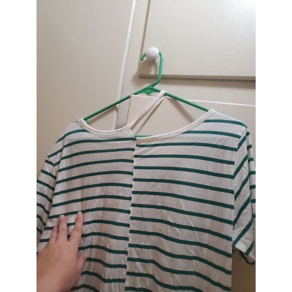 Oversized Stripe Green&white Shirt S - Picture 2 of 3